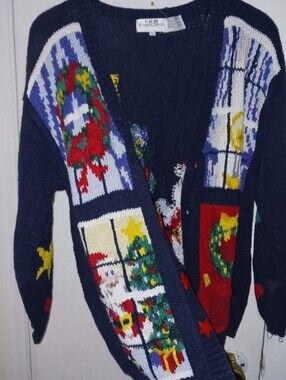 Alexandra Bartlett Christmas School Teacher Cardigan Women's Large Ugly sweater